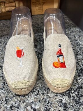Soludos Aperol Spritz Woven Platform Slip On Espadrille size 7 1/2